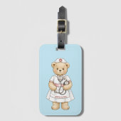 Étiquette À Bagage Ours en peluche infirmière personnalisé Nom person (Devant Vertical)