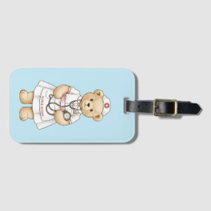 Étiquette À Bagage Ours en peluche infirmière personnalisé Nom person