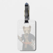 Étiquette À Bagage Ours en Robes Bleues 2 (Dos Vertical)