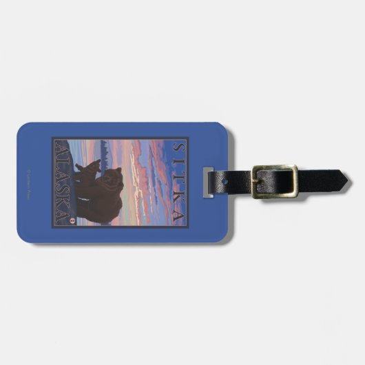 Étiquette À Bagage Ours et CUB - Sitka, Alaska (Devant horizontal)