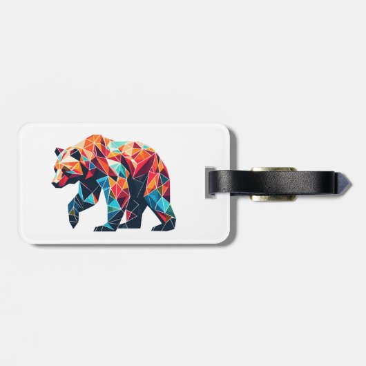 Étiquette À Bagage Ours géométrique (Dos horizontal)
