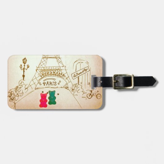 Étiquette À Bagage Ours gommeux à Paris (Devant horizontal)