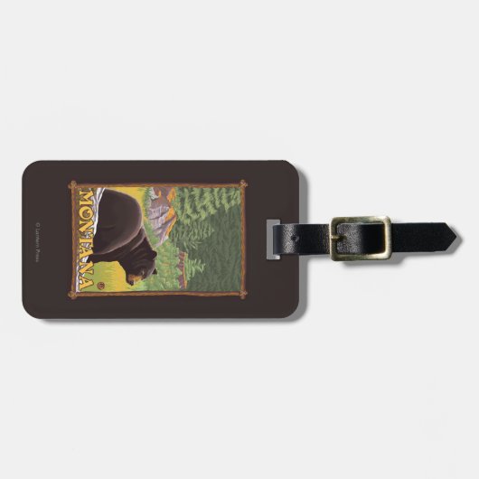 Étiquette À Bagage Ours noir dans la forêt - Montana (Devant horizontal)