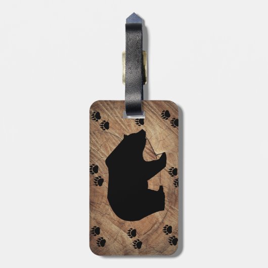 Étiquette À Bagage Ours Noir Et Paniers Ours (Dos Vertical)