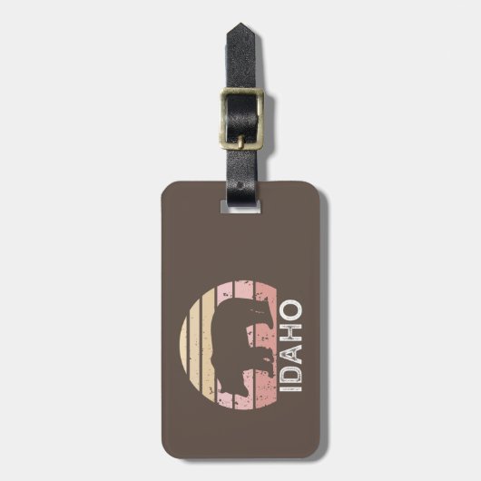 Étiquette À Bagage Ours rétro Idaho (Devant Vertical)