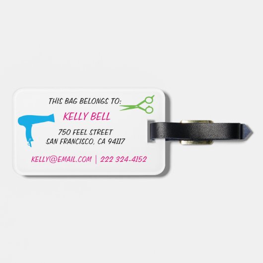 Étiquette À Bagage Outils 2 de coiffures (Dos horizontal)