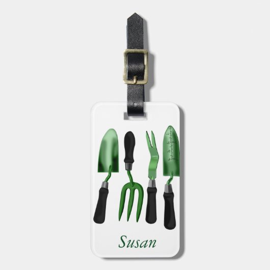 Étiquette À Bagage Outils de jardinage vert (Devant Vertical)