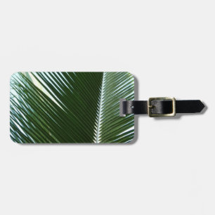 Étiquette À Bagage Overlapping Palm Fronds Tropical Green Abstract