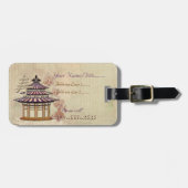 Étiquette À Bagage Pagode Rose Média mixte Oriental (Devant horizontal)