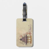 Étiquette À Bagage Pagode Rose Média mixte Oriental (Dos Vertical)