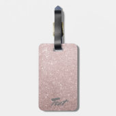 Étiquette À Bagage pailleté or rose élégant (Dos Vertical)