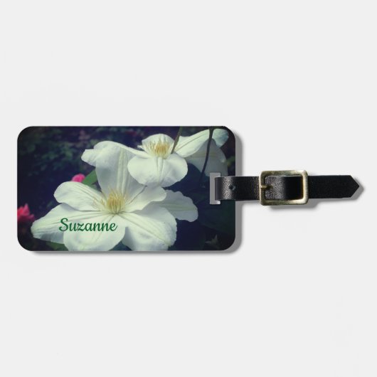 Étiquette À Bagage Paire de fleurs Clematis blanches personnalisée (Devant horizontal)