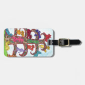 Étiquette À Bagage Paisley Cat Tree of Life (Devant horizontal)