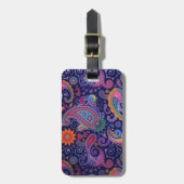 Étiquette À Bagage Paisley violet rose (Devant Vertical)