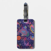 Étiquette À Bagage Paisley violet rose (Dos Vertical)