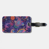 Étiquette À Bagage Paisley violet rose (Dos horizontal)