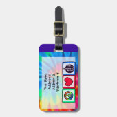 Étiquette À Bagage Paix, Amour, Guitares acoustiques (Devant Vertical)