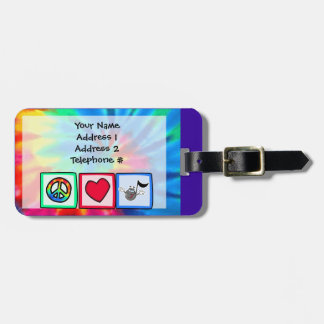 Étiquette À Bagage Paix, Amour, Musique ; Teinture