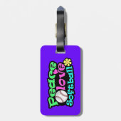 Étiquette À Bagage Paix, Amour, Softball (Dos Vertical)