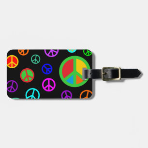 Étiquette À Bagage PAIX - motif plat multicolore + votre backgr.