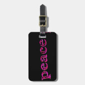 Étiquette À Bagage paix rose sur noir (Devant Vertical)