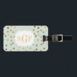 Étiquette À Bagage Pale Mint Blue et Gold Parties scintillant City Do<br><div class="desc">Ce motif est moderne et tendance avec des points de parties scintillant en faux or.</div>