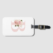 Étiquette À Bagage Pale Rose or Floral Monogramme (Devant Horizontal)