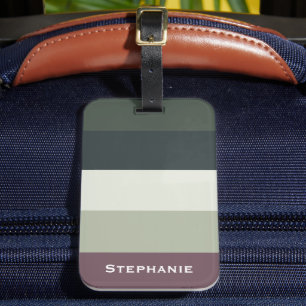 Étiquette À Bagage Palette Verte Wenge Colorée Rayures Abstraites Nom