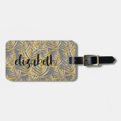 Étiquette À Bagage Palm d'or personnalisé chic (Devant horizontal)