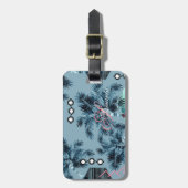 Étiquette À Bagage Palm Hawaiian bleu noir monogramme personnalisé (Devant Vertical)