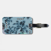 Étiquette À Bagage Palm Hawaiian bleu noir monogramme personnalisé (Dos horizontal)