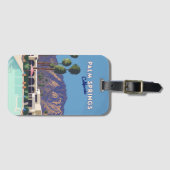 Étiquette À Bagage Palm Springs California Pool Hotel Trees Retro (Devant Horizontal)