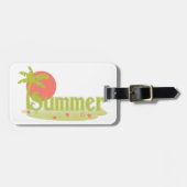 Étiquette À Bagage Palm Tree été avec soleil et plage (Devant horizontal)