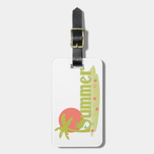 Étiquette À Bagage Palm Tree été avec soleil et plage (Devant Vertical)