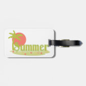 Étiquette À Bagage Palm Tree été avec soleil et plage (Dos horizontal)