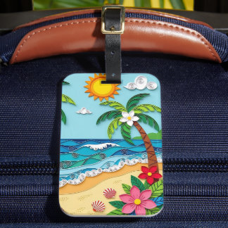Étiquette À Bagage Palm Trees on the Beach Personalized