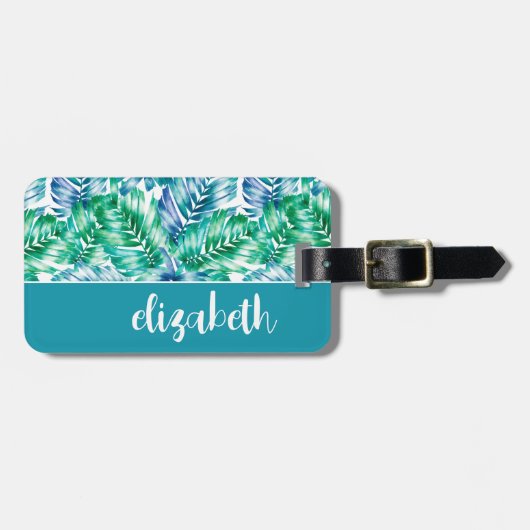 Étiquette À Bagage Palme Tropical Personnalisé (Devant horizontal)