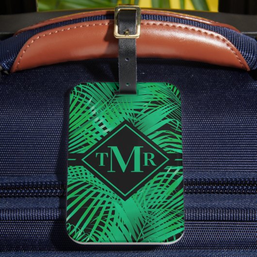 Étiquette À Bagage Palme tropicale monogramme (Insitu Rectoal 2)