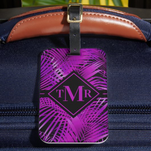 Étiquette À Bagage Palme violet monogramme Tropical (Insitu Rectoal 2)