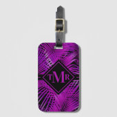 Étiquette À Bagage Palme violet monogramme Tropical (Devant Vertical)