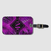 Étiquette À Bagage Palme violet monogramme Tropical (Devant Horizontal)