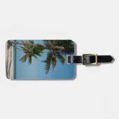 Étiquette À Bagage Palmier et plage de sable blanc (Devant horizontal)