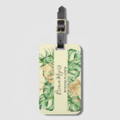 Étiquette À Bagage Palmier Feuille or Tropique Jaune vert (Devant Vertical)