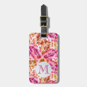 Étiquette À Bagage Palmier Tropical Élégant Monogrammé (Devant Vertical)