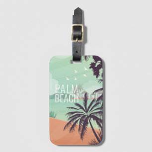 Étiquette À Bagage Palmiers de plage aux couleurs douces