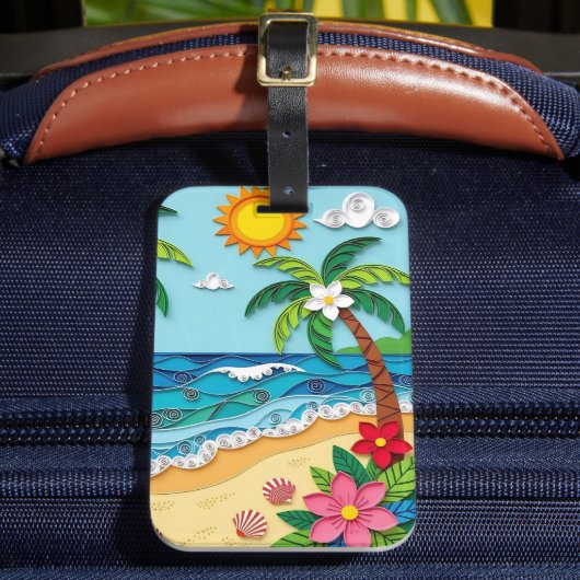 Étiquette À Bagage Palmiers sur la Plage Personnalisés (Insitu Rectoal 2)