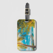 Étiquette À Bagage Palmiers sur le coucher du soleil (Devant Vertical)