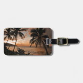 Étiquette À Bagage Palmiers Tropical Sunset Beach (Devant horizontal)