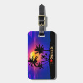 Étiquette À Bagage Palmiers tropicaux couchés de soleil (Devant Vertical)