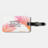 Étiquette À Bagage Palmiers tropicaux personnalisés Monogramme person (Dos horizontal)